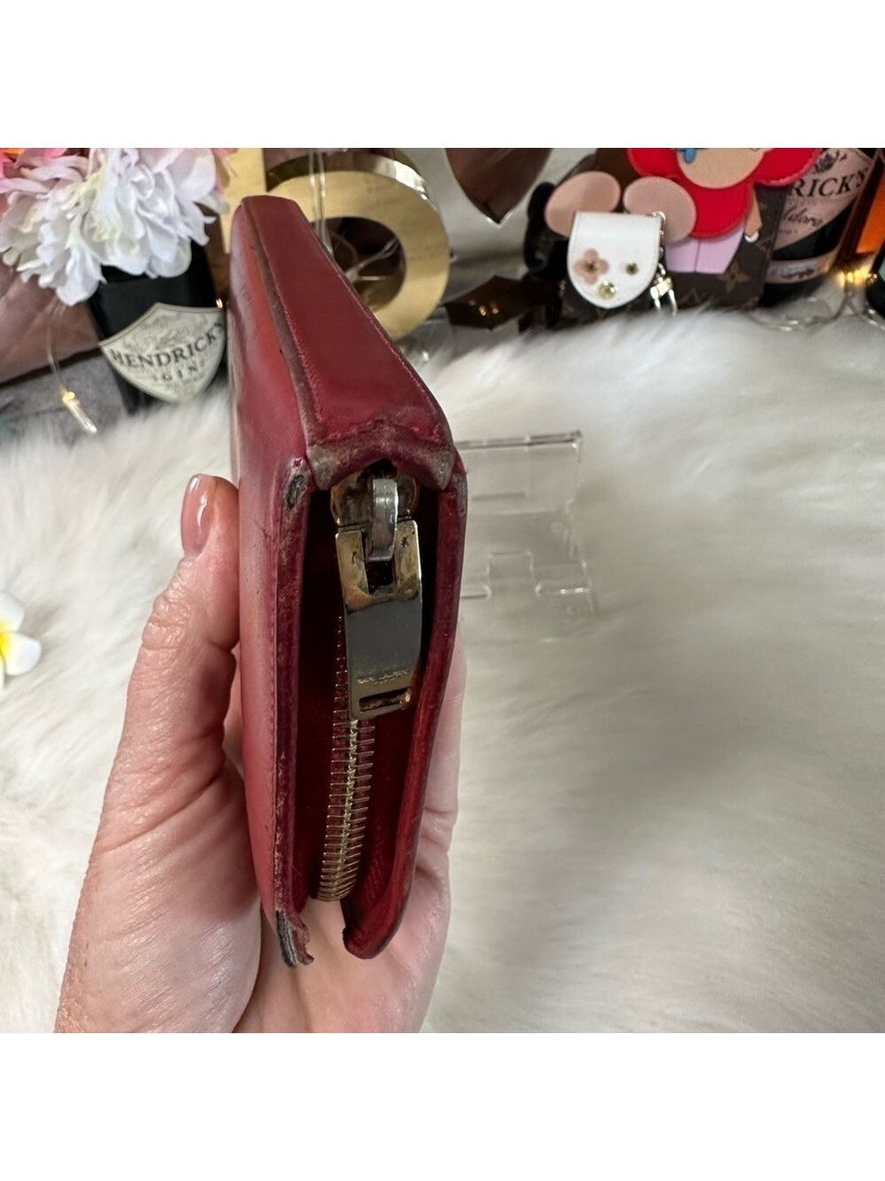 SAINT LAURENT PARIS RED LEATHER ZIP AROUND LONG WALLET YSL ITALIAN DESIGNER - Picture 7 of 16